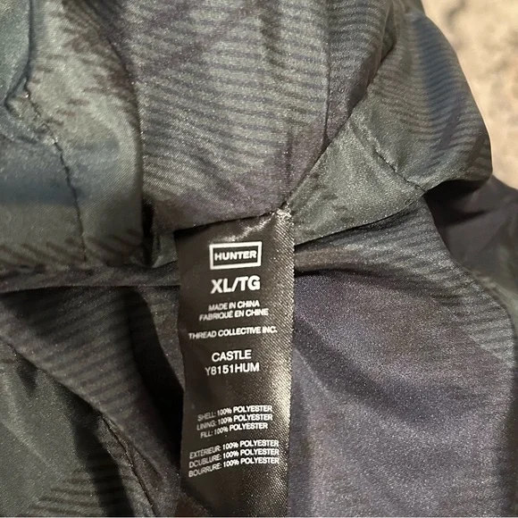 Hunter Men’s Castle Cloak Jacket XL Navy Insulated Lightweight Rain Jacket NWT - Picture 6 of 12